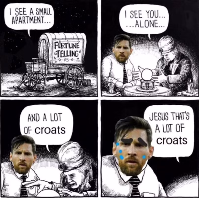 Ảnh chế Messi thảm bại trước Croatia tràn ngập mạng xã hội