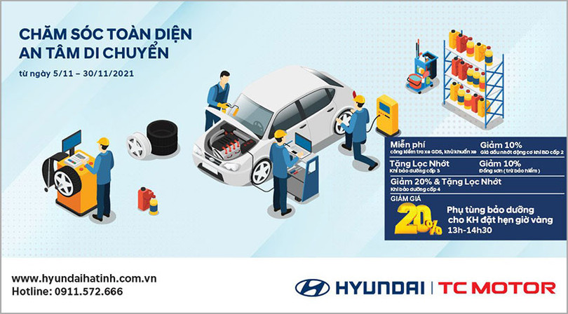 Hyundai Hà Tĩnh thực hiện chương trình khuyến mại “Chăm sóc toàn diện - An tâm di chuyển”
