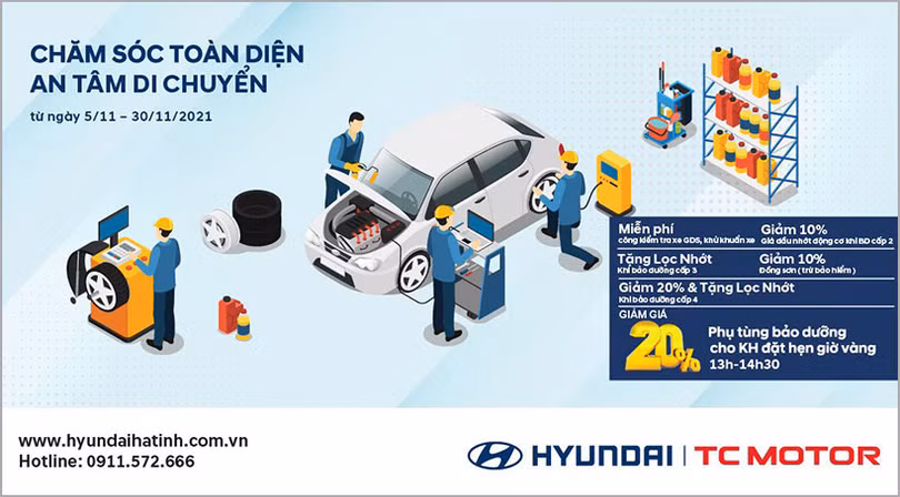 Hyundai Hà Tĩnh thực hiện chương trình khuyến mại “Chăm sóc toàn diện - An tâm di chuyển”