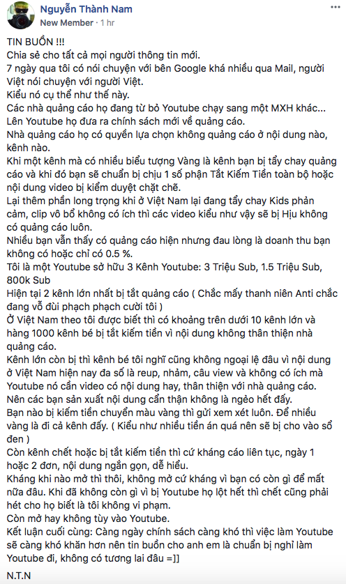 youtube that chat chinh sach quang cao