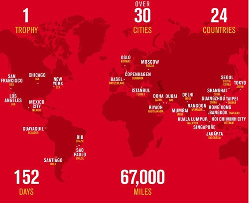 MU mang cúp vô địch NHA lần thứ 20 của mình đến 30 thành phố trên thế giới