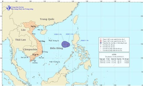 Sơ đồ đường đi và vị trí của áp thấp