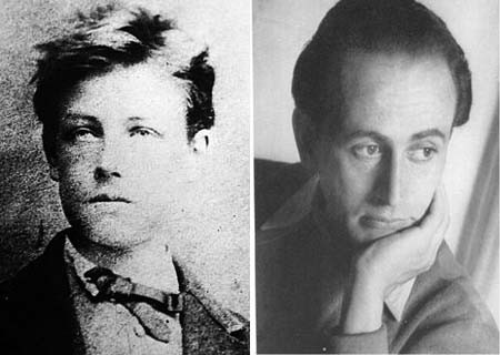 Chân dung nhà thơ Arthur Rimbaud (trái) và Paul Verlaine.