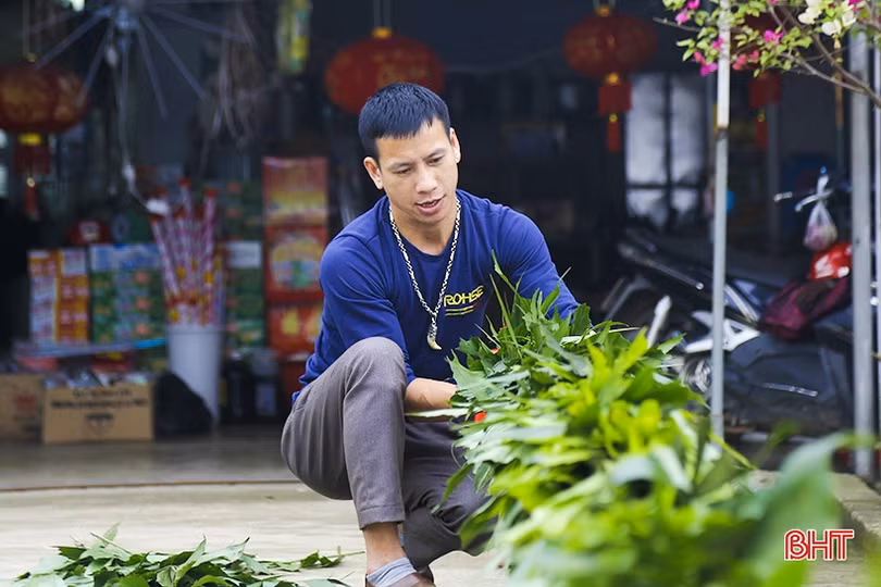 Cây tre, lá đùng đình làm cây nêu được giá ngày cận tết