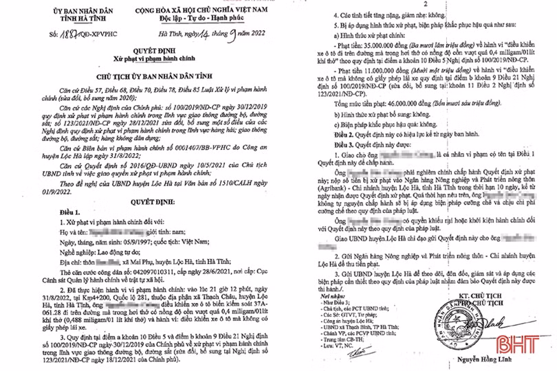 Hà Tĩnh: 7 tài xế bị xử phạt 245 triệu đồng do vi phạm nồng độ cồn