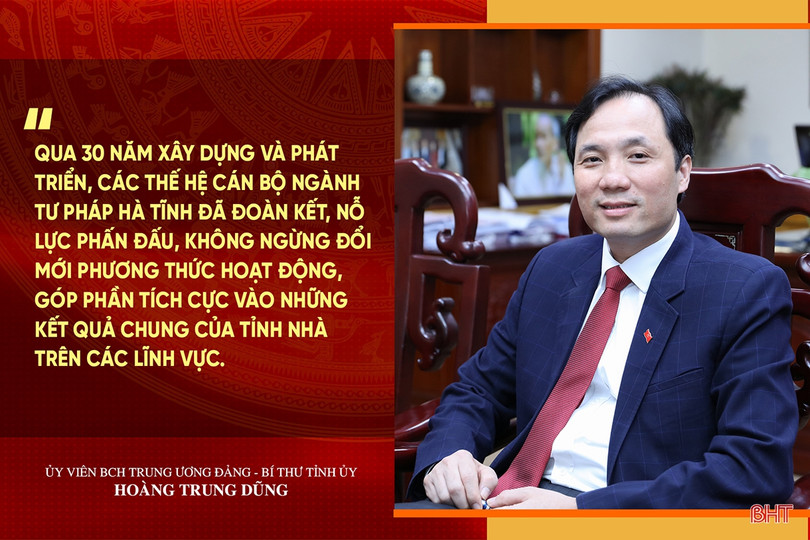 Bí thư Tỉnh ủy gửi thư chúc mừng ngành Tư pháp Hà Tĩnh