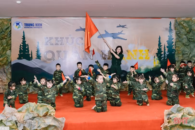Đặc sắc “Khúc quân hành” của các bé Trường Mầm non Trung Kiên