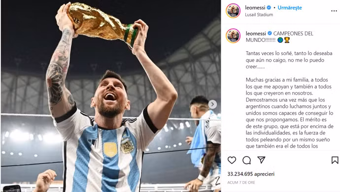 Messi viết tâm thư gửi CĐV Argentina sau chức vô địch World Cup 2022