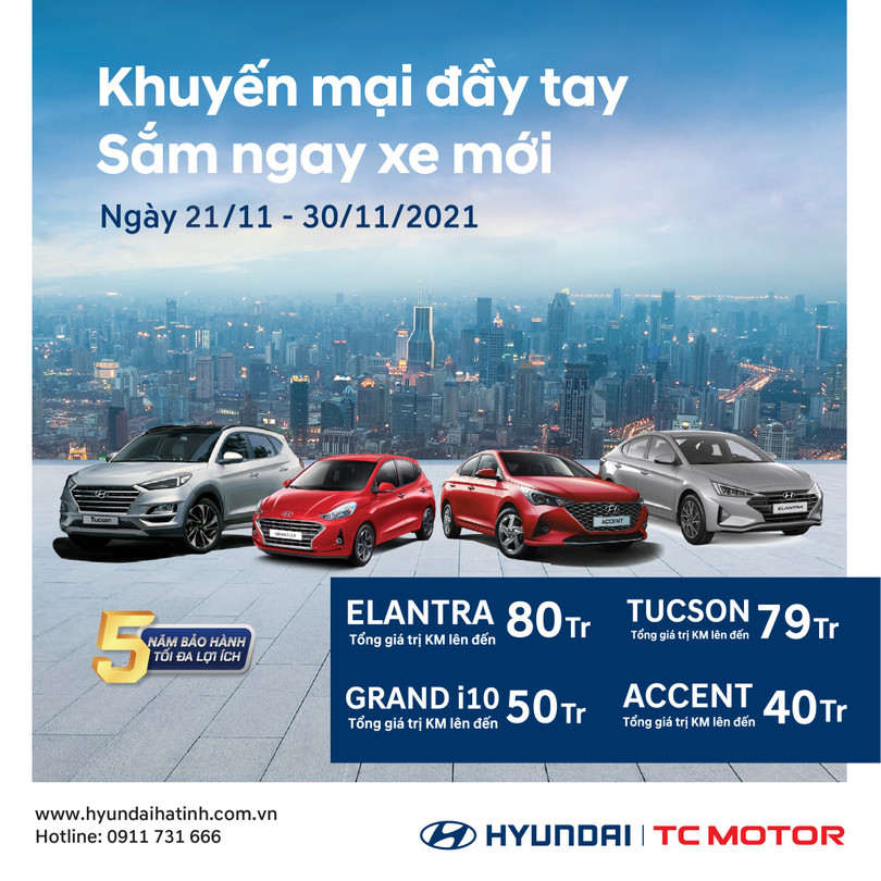 Hyundai Hà Tĩnh: Khuyến mại đầy tay, sắm ngay xe mới