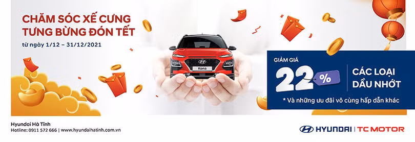 Hyundai Hà Tĩnh ưu đãi dịch vụ tháng 12 “Chăm sóc xế cưng - tưng bừng đón tết”