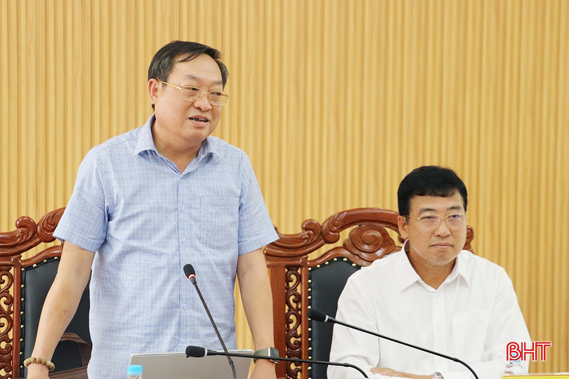 Bí thư Huyện ủy Nghi Xuân Đặng Trần Phong phát biểu tại buổi làm việc
