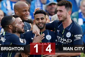 Brighton 1-4 Man City: Man xanh mùa thứ 2 liên tiếp vô địch Ngoại hạng Anh