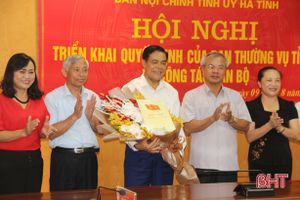 Công bố quyết định bổ nhiệm Trưởng ban Nội chính Tỉnh ủy Hà Tĩnh