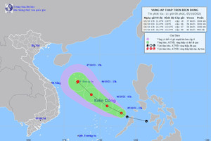 Đài Khí tượng thủy văn Hà Tĩnh thông tin về vùng áp thấp có khả năng mạnh lên thành bão