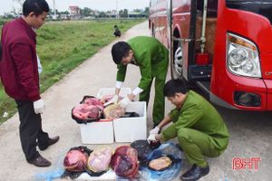Bắt xe khách chở 60kg thịt, nội tạng động vật “bẩn” chạy qua Hà Tĩnh