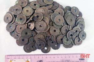 Đào móng nhà, một số người dân TP Hà Tĩnh tìm thấy gần 100kg tiền cổ