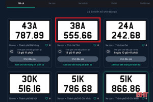 Biển số “đại hồng phát” của Hà Tĩnh lên sàn đấu giá