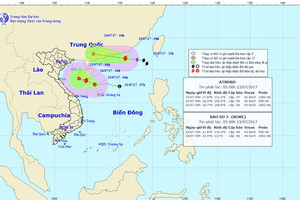 Bão số 3 sẽ suy yếu, áp thấp nhiệt đới có thể mạnh thêm thành bão