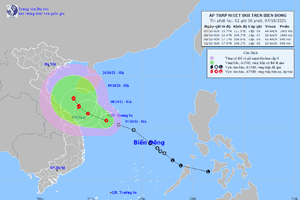 Bản tin sáng 7/10 về áp thấp nhiệt đới trên Biển Đông