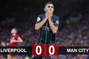 Mahrez hỏng 11m, Man City chia điểm Liverpool