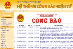 Công báo Hà Tĩnh - Hệ thống tra cứu công báo điện tử Hà Tĩnh