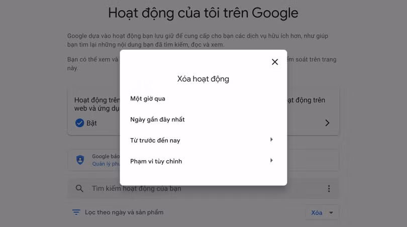 Cách xóa những gì vừa tìm trên Google