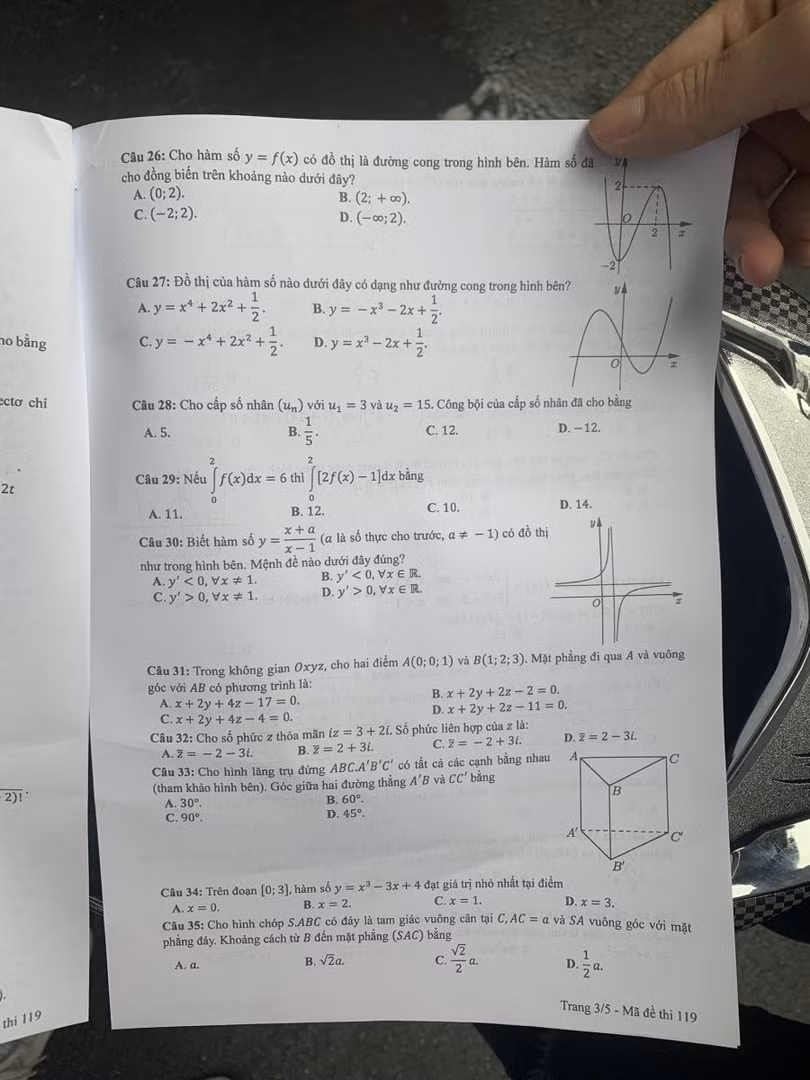 Đề thi môn Toán kỳ thi tốt nghiệp THPT năm 2021