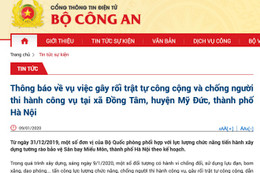 Bộ Công an thông tin về vụ gây rối trật tự công cộng tại Đồng Tâm