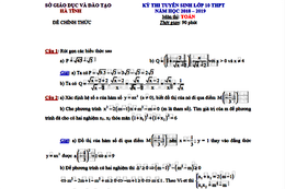 Đáp án đề thi môn Toán vào lớp 10 THPT tỉnh Hà Tĩnh năm học 2018-2019
