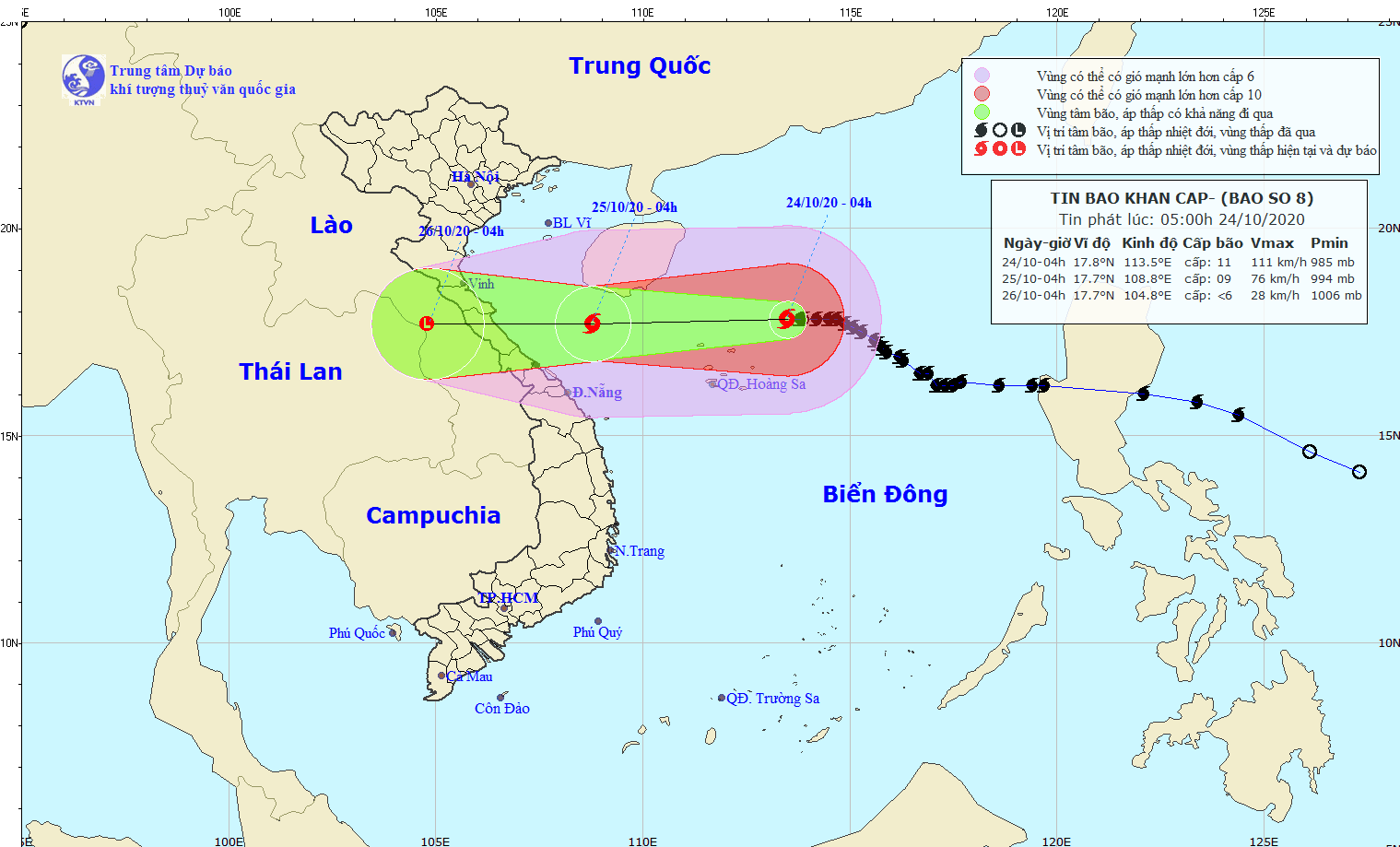 Bão số 8 cách Hoàng Sa 160km, vùng biển Hà Tĩnh gió mạnh dần lên cấp 7