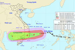 Bão số 12 tăng thêm một cấp, di chuyển 135km/giờ