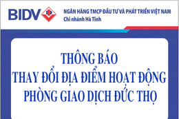 Thay đổi địa điểm hoạt động Ngân hàng TMCP Đức Thọ