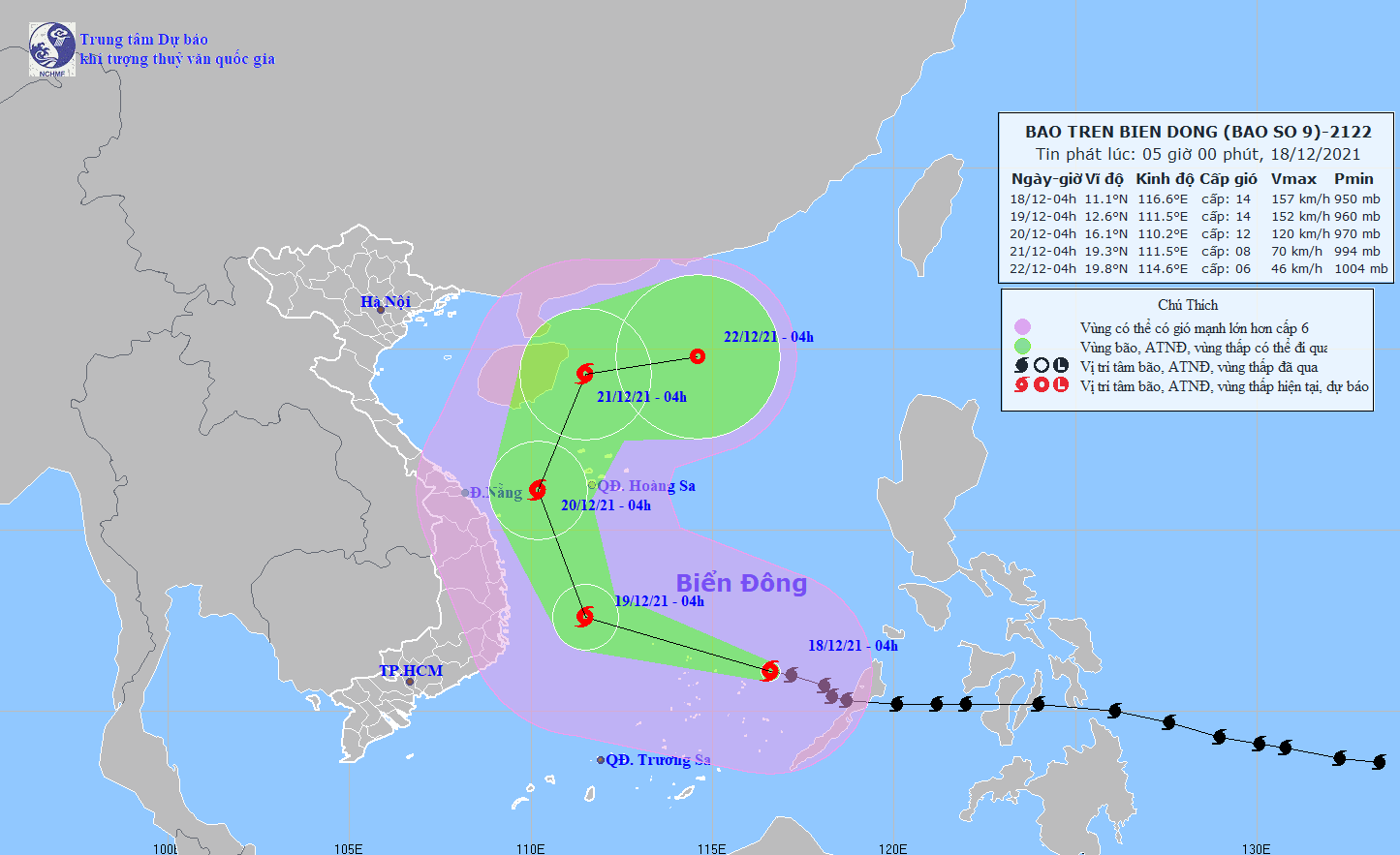 Bão RAI cách đảo Song Tử Tây 250km, giật cấp 17