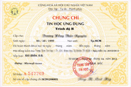 Dừng việc cấp phôi chứng chỉ tin học ứng dụng A,B,C từ ngày 15/12/2016