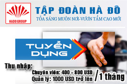 Tuyển 08 nhân sự thu nhập 400 USD - hơn 1000 USD / 1 tháng