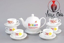Vương Gốm chuyên sản xuất bộ ấm chén in logo giá rẻ tại Hà Nội