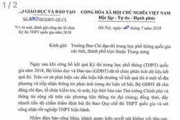 Bộ trưởng Bộ GD&ĐT yêu cầu rà soát, đánh giá công tác tổ chức thi THPT quốc gia 2018