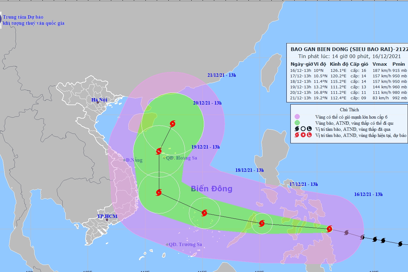 Tin mới nhất về siêu bão RAI gần Biển Đông