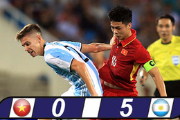 U22 Việt Nam thua trắng 5 bàn trước U20 Argentina