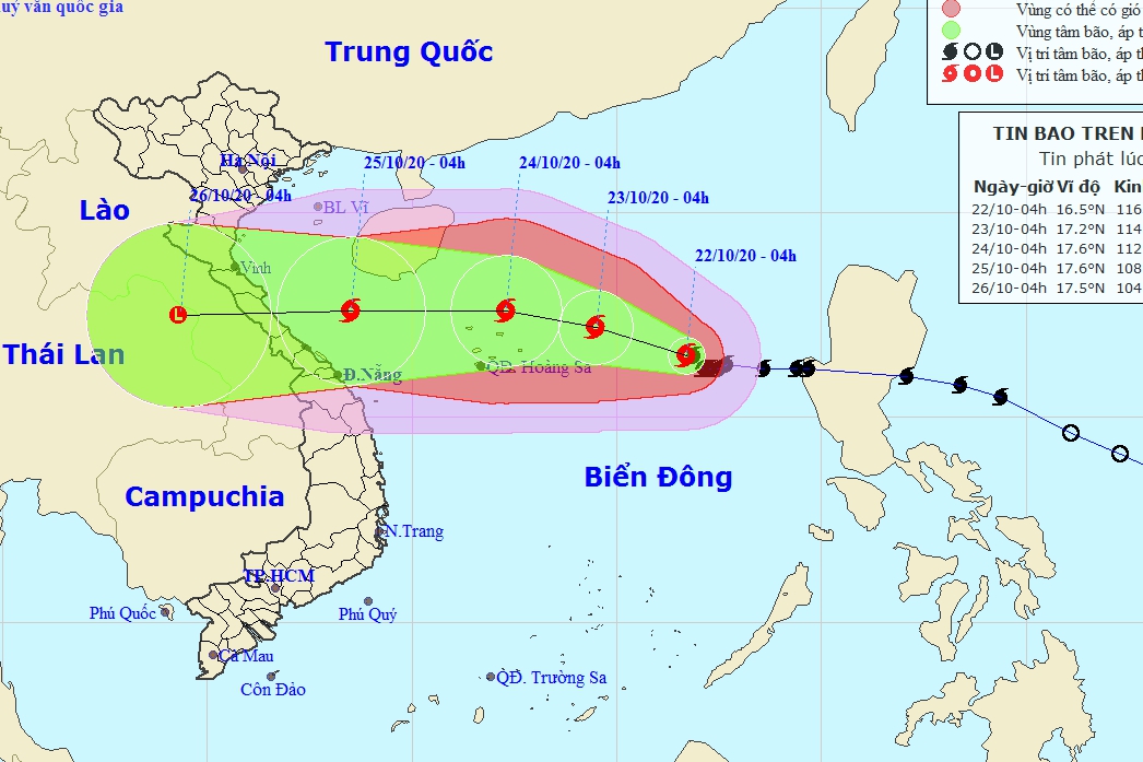 Bão số 8 di chuyển theo hướng Tây Tây Bắc