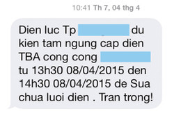 Tin nhắn thông báo cắt điện - cần kịp thời, chính xác