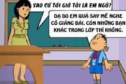 Ngủ gật trong lớp vì say mê cô giáo