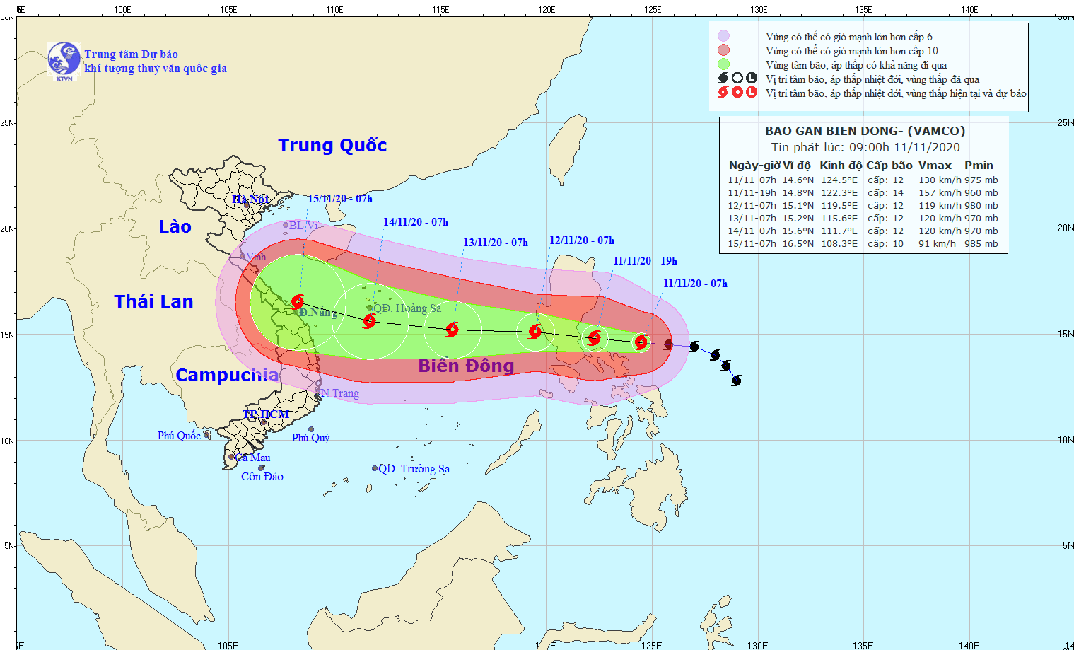 Sáng mai, bão Vamco vào Biển Đông, gió giật cấp 14