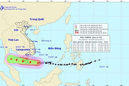 Bão Tembin giật cấp 14, cách Côn Đảo khoảng 330km về phía Tây