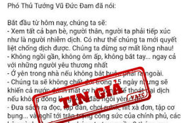 Xuất hiện thông tin giả mạo phát ngôn chỉ đạo của Phó thủ tướng