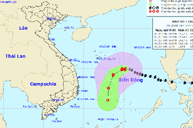 Bão số 7 đổi hướng di chuyển, sẽ suy yếu thành áp thấp nhiệt đới