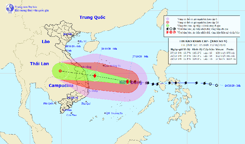 Thông tin mới nhất về diễn biến bão số 9