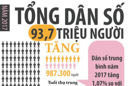 [Infographic] Dân số cả nước đạt 93,7 triệu người trong năm 2017