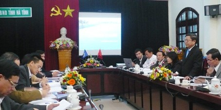 Chủ tịch UBND tỉnh Hà Tĩnh Võ Kim Cự phát biểu tại buổi làm việc