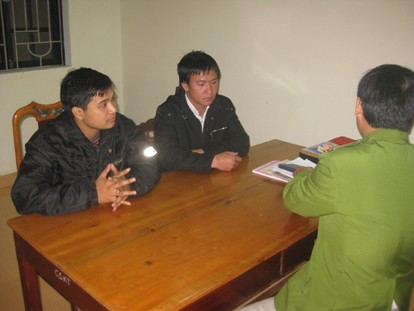 Các đối tượng Tuyến, Quân tại cơ quan điều tra